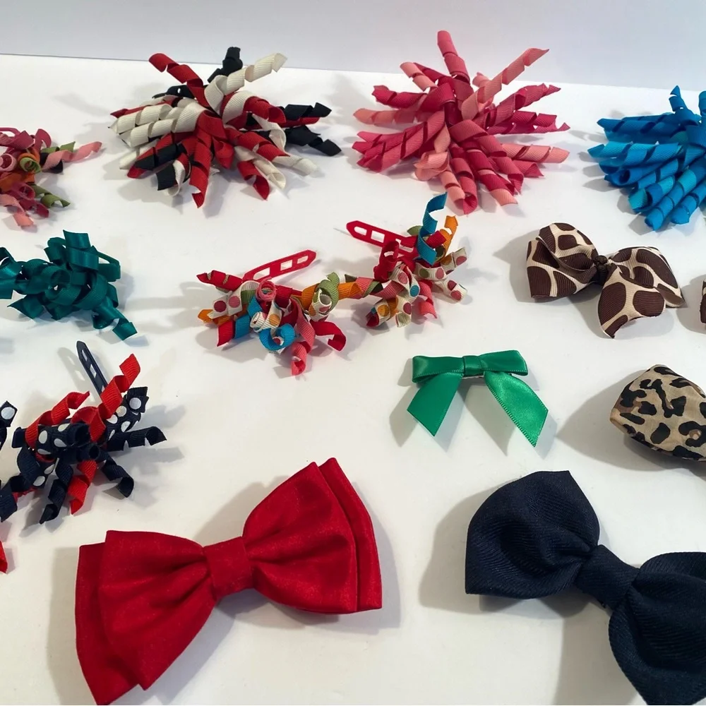 Lot of 17 Gymboree Curly Ribbon Hair Clips Barrettes and Other Hair Bow Singles
